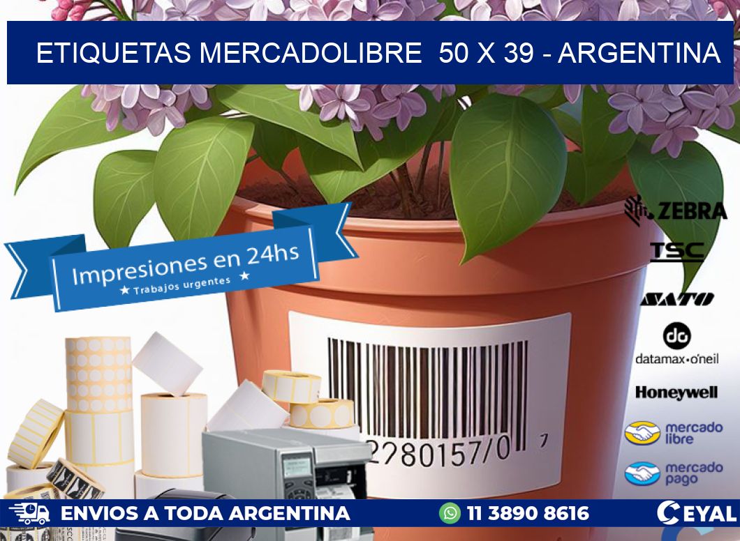 ETIQUETAS MERCADOLIBRE  50 x 39 - ARGENTINA