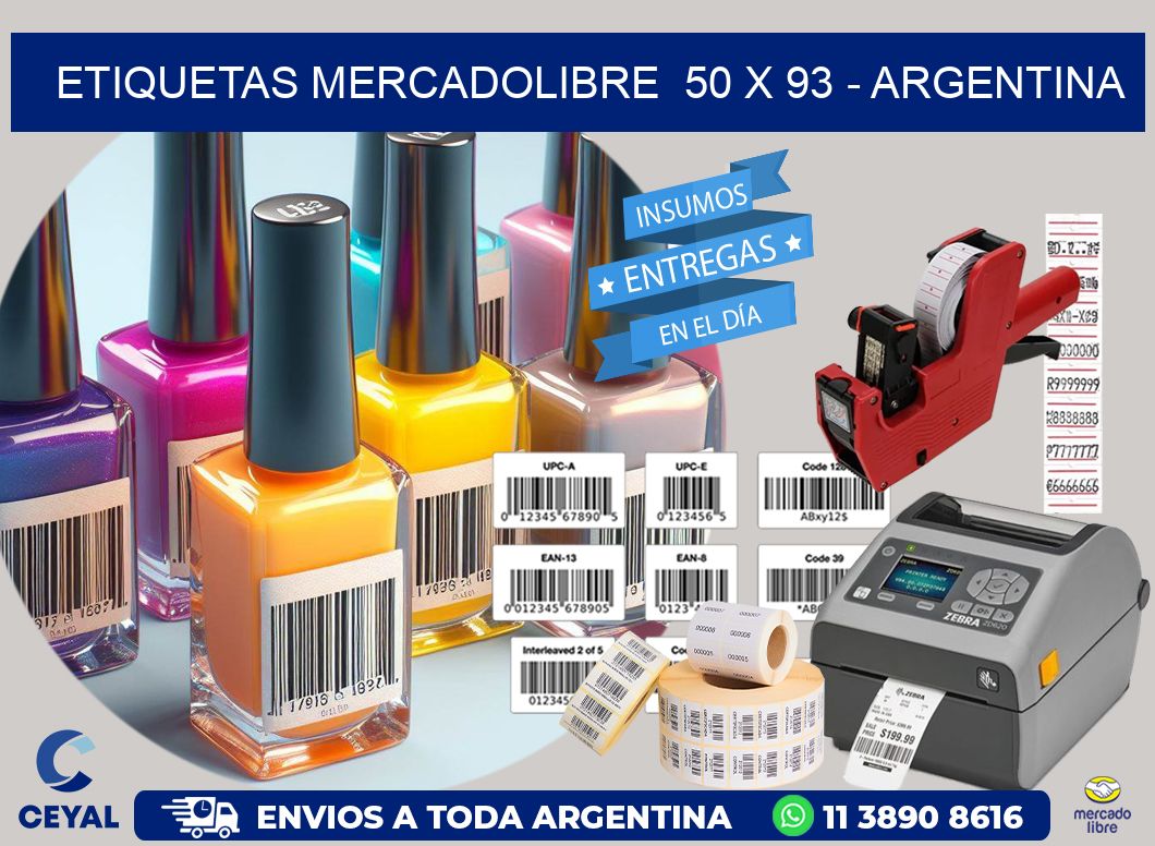 ETIQUETAS MERCADOLIBRE  50 x 93 - ARGENTINA