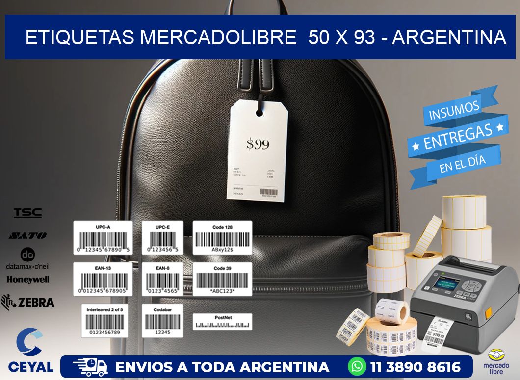 ETIQUETAS MERCADOLIBRE  50 x 93 - ARGENTINA