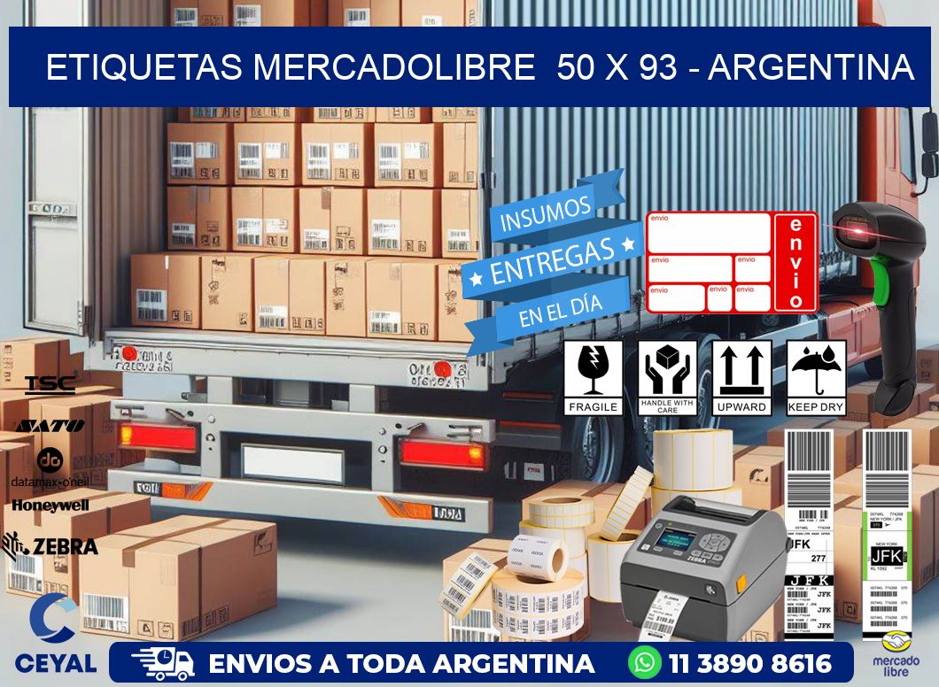 ETIQUETAS MERCADOLIBRE  50 x 93 - ARGENTINA