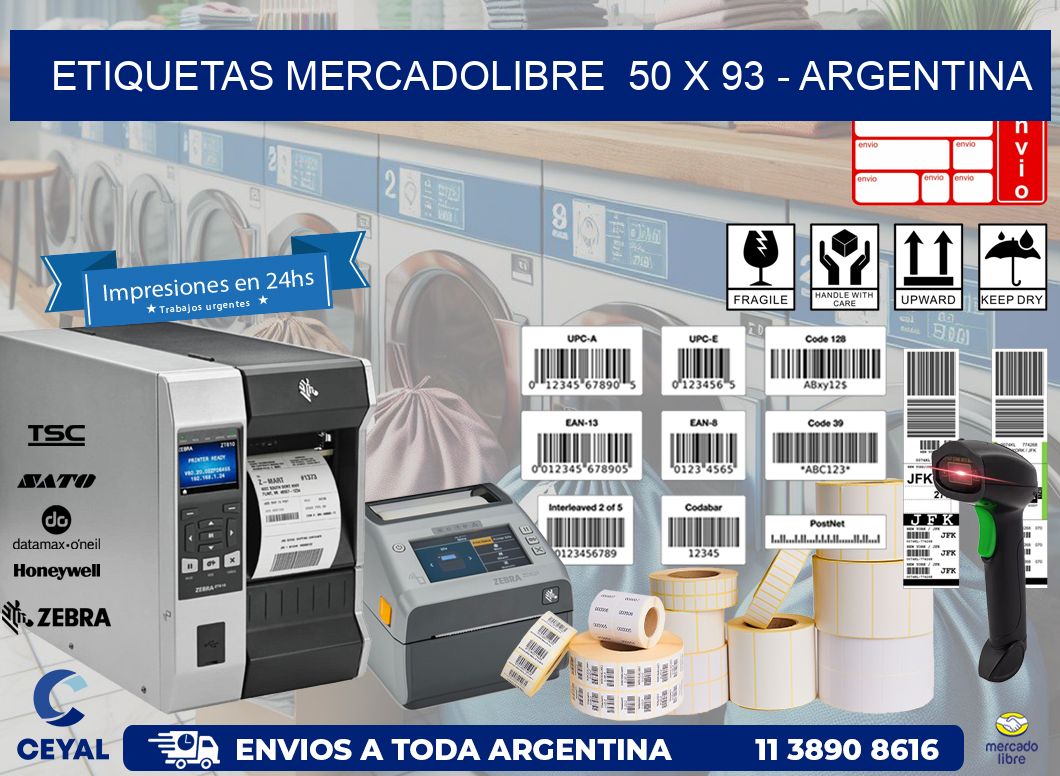 ETIQUETAS MERCADOLIBRE  50 x 93 - ARGENTINA