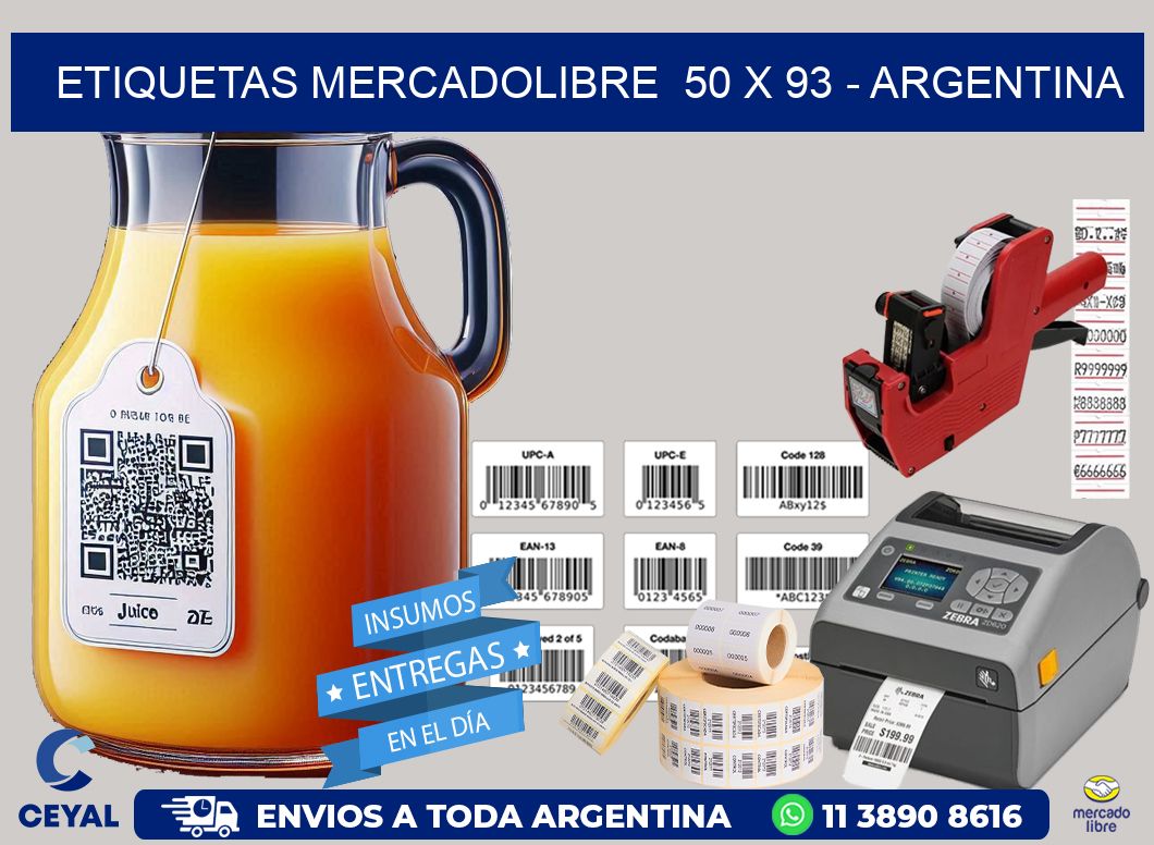 ETIQUETAS MERCADOLIBRE  50 x 93 – ARGENTINA