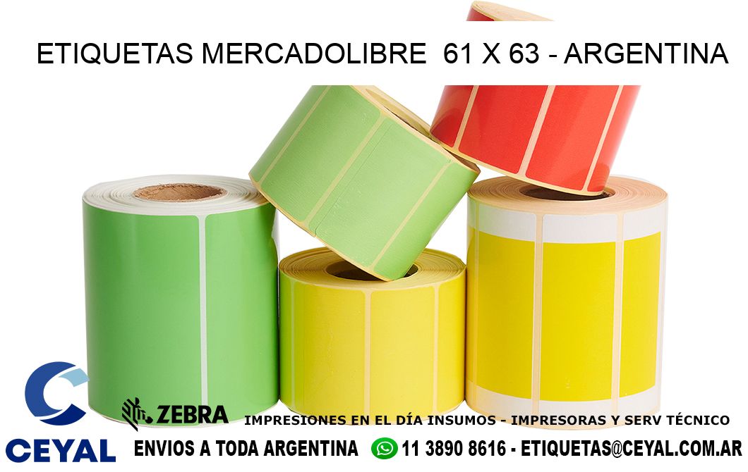 ETIQUETAS MERCADOLIBRE  61 x 63 - ARGENTINA