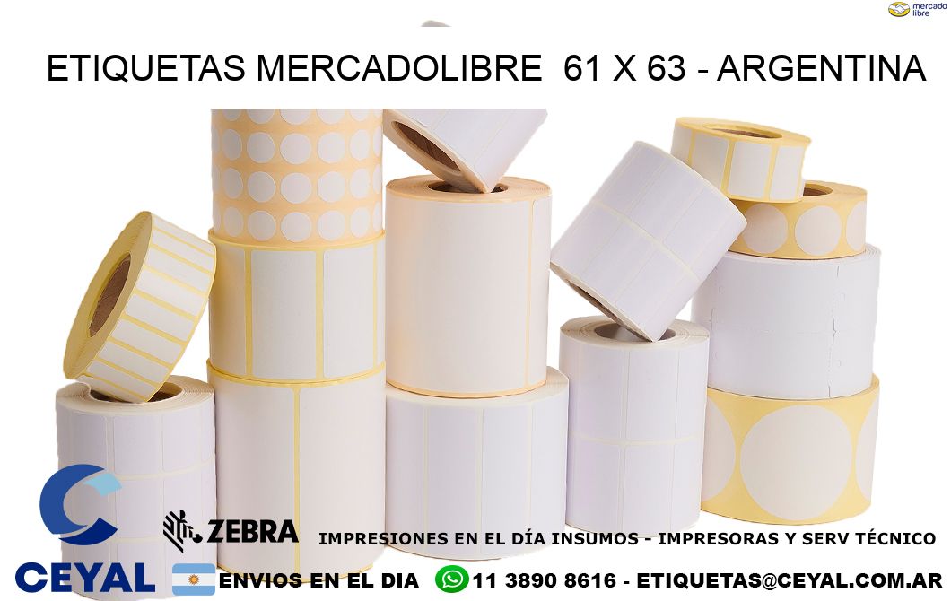 ETIQUETAS MERCADOLIBRE  61 x 63 – ARGENTINA