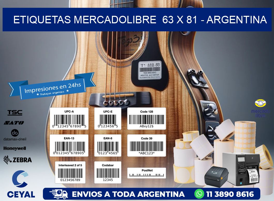 ETIQUETAS MERCADOLIBRE  63 x 81 - ARGENTINA