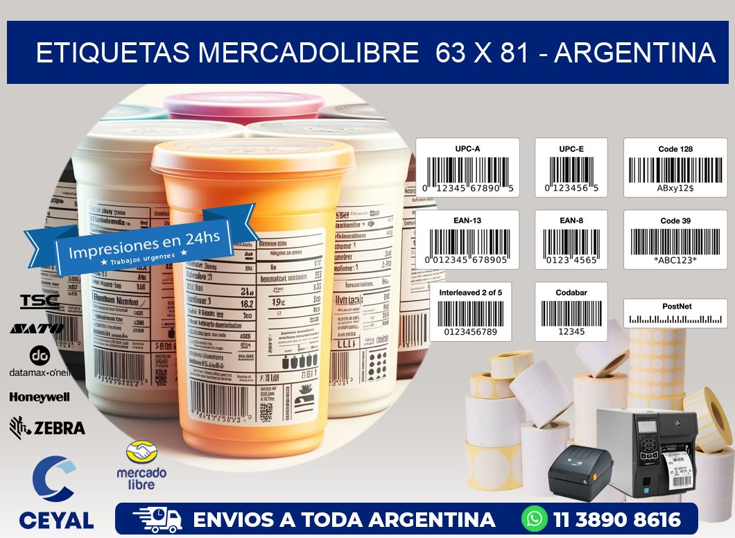 ETIQUETAS MERCADOLIBRE  63 x 81 - ARGENTINA