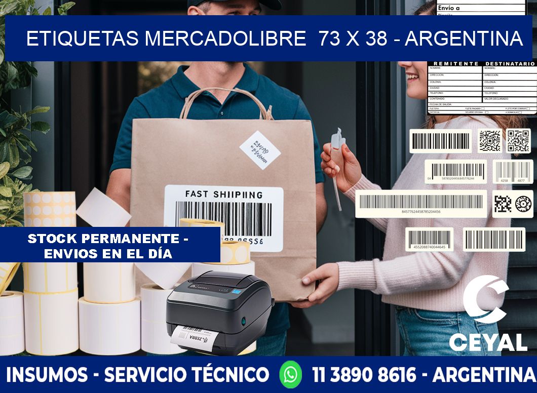 ETIQUETAS MERCADOLIBRE  73 x 38 - ARGENTINA