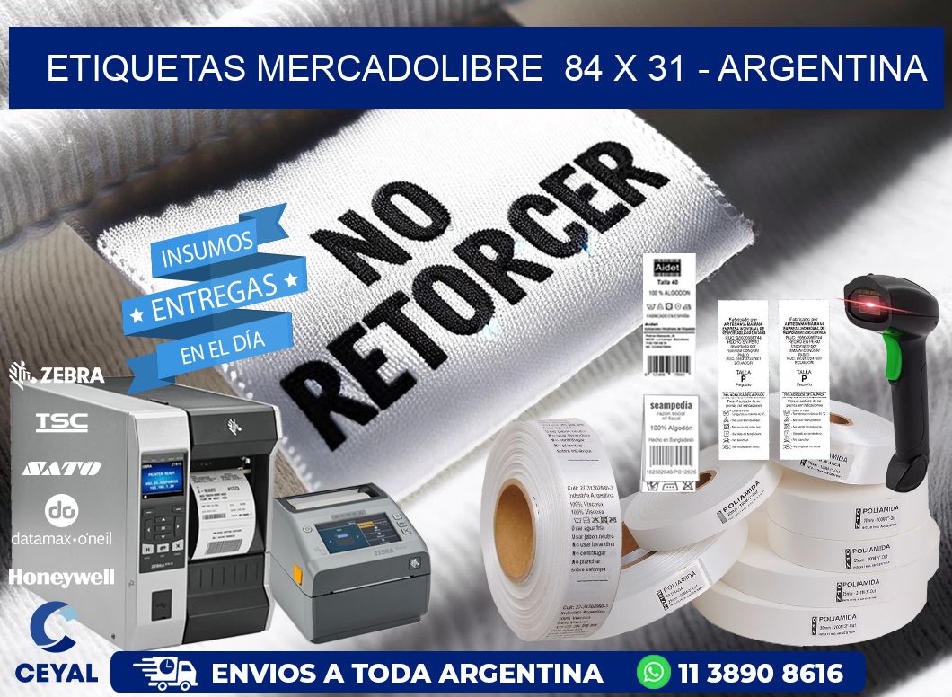 ETIQUETAS MERCADOLIBRE  84 x 31 - ARGENTINA