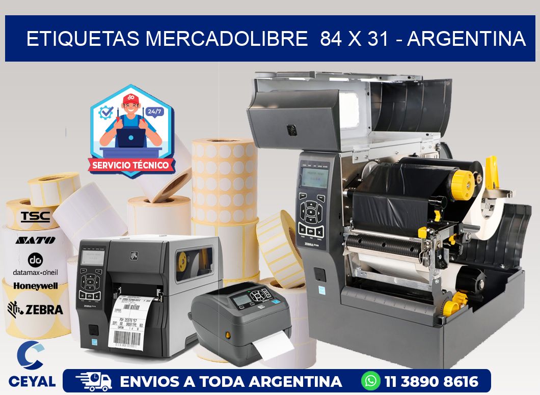 ETIQUETAS MERCADOLIBRE  84 x 31 - ARGENTINA