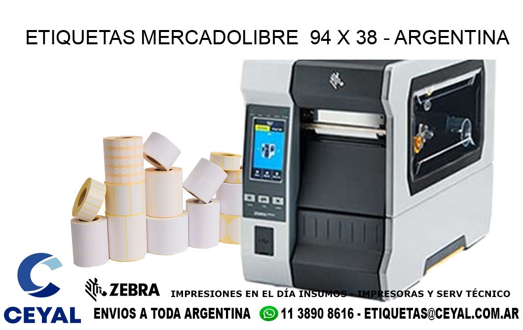 ETIQUETAS MERCADOLIBRE  94 x 38 - ARGENTINA