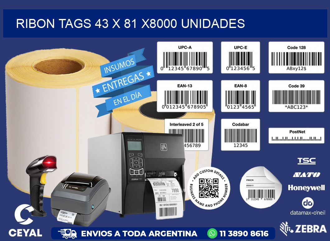 RIBON TAGS 43 x 81 X8000 UNIDADES