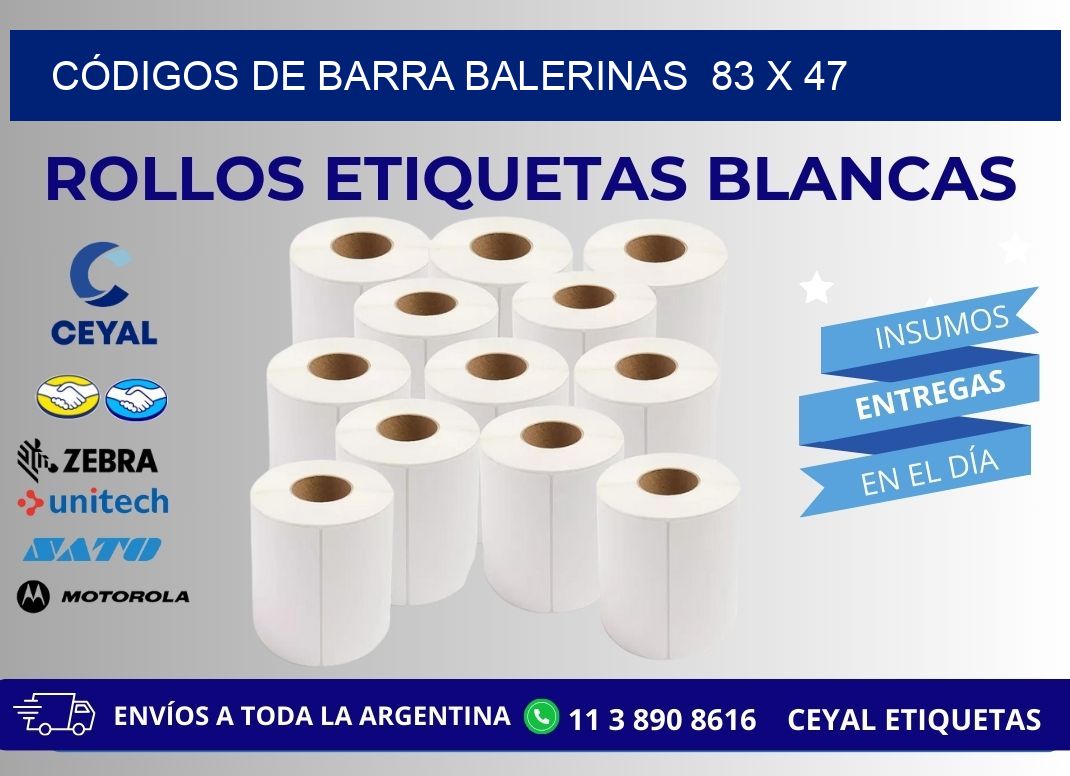 CÓDIGOS DE BARRA BALERINAS  83 x 47