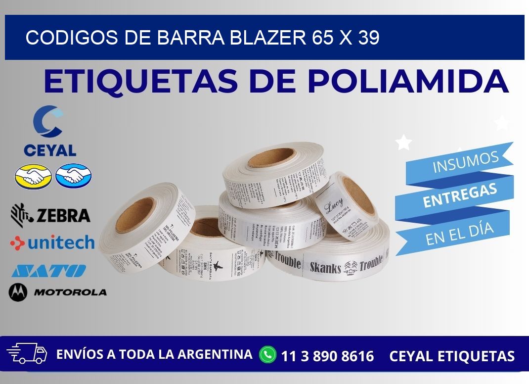 CODIGOS DE BARRA BLAZER 65 x 39