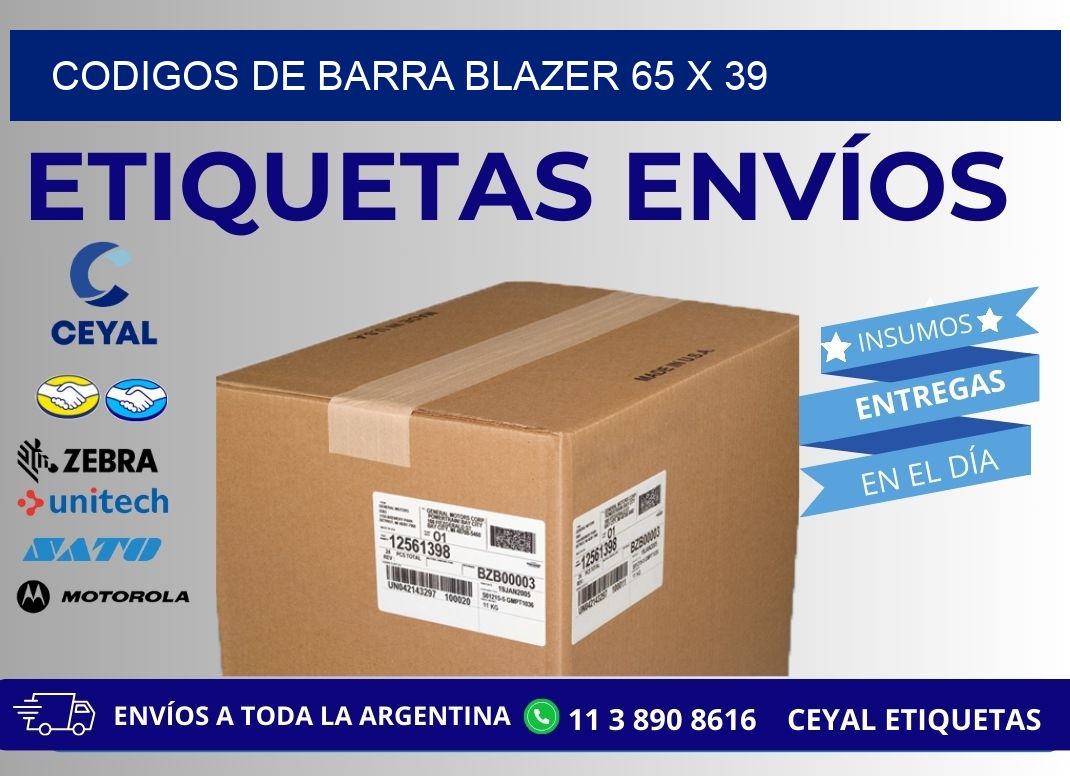 CODIGOS DE BARRA BLAZER 65 x 39