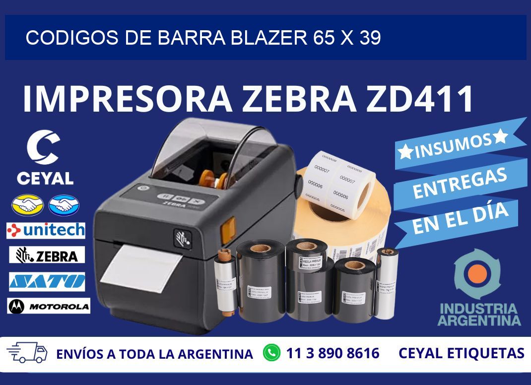 CODIGOS DE BARRA BLAZER 65 x 39