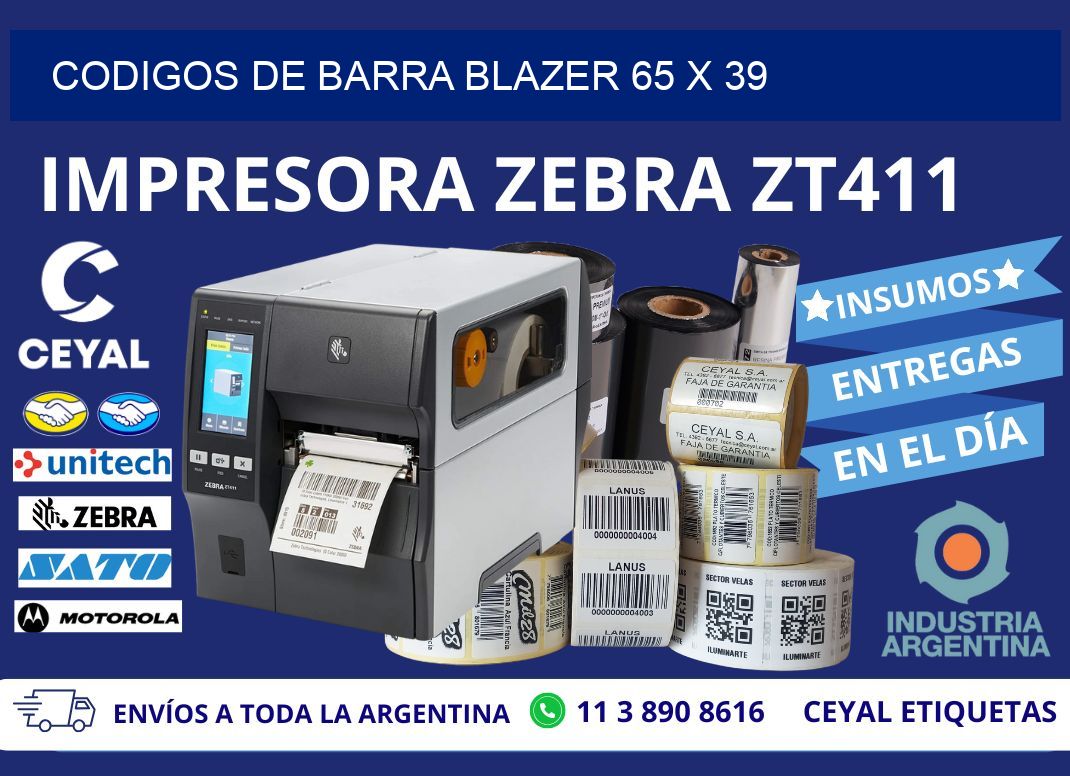 CODIGOS DE BARRA BLAZER 65 x 39