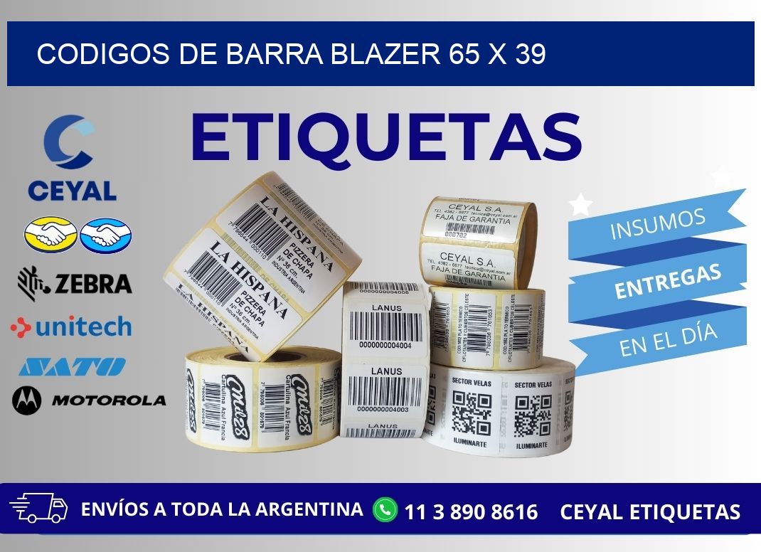 CODIGOS DE BARRA BLAZER 65 x 39