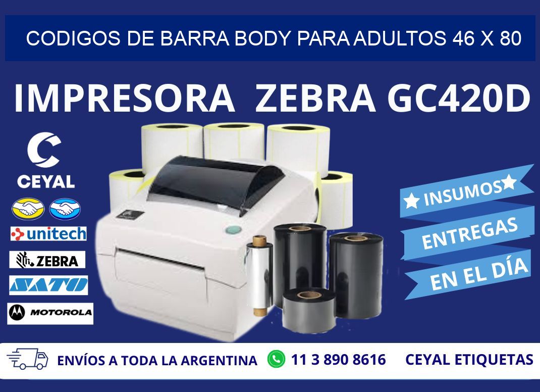 CODIGOS DE BARRA BODY PARA ADULTOS 46 x 80