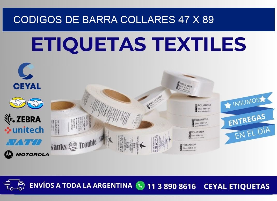 CODIGOS DE BARRA COLLARES 47 x 89