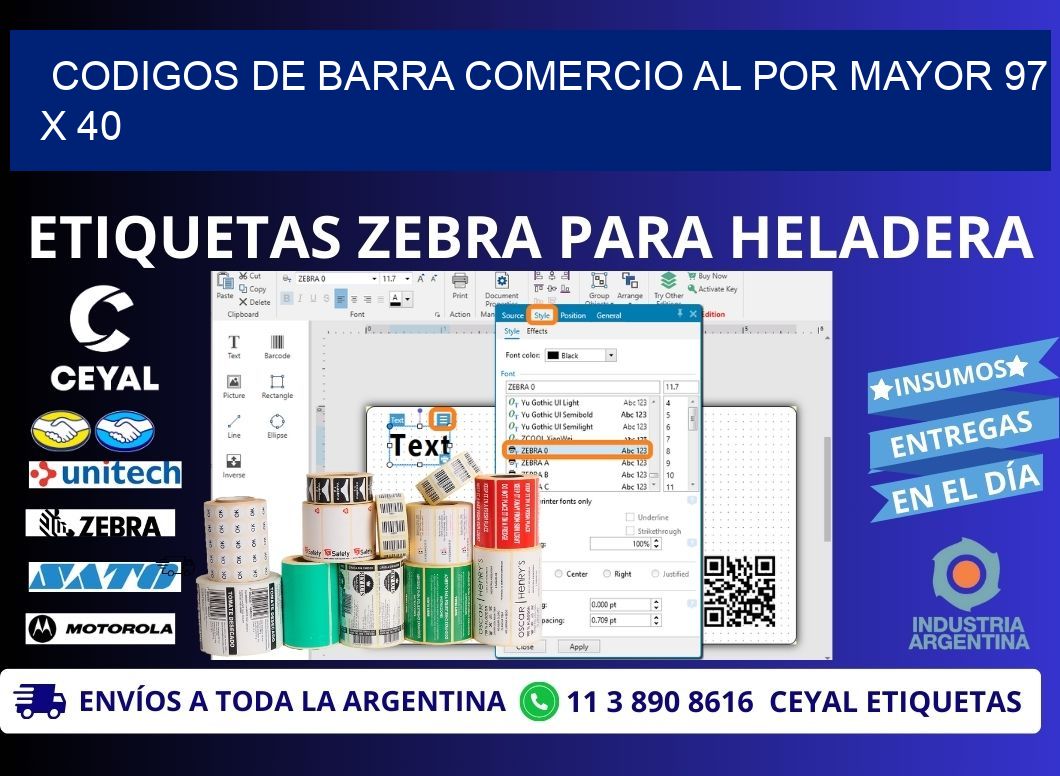 CODIGOS DE BARRA COMERCIO AL POR MAYOR 97 x 40