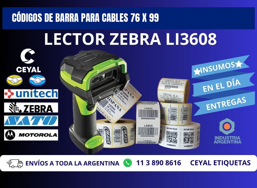 CÓDIGOS DE BARRA PARA CABLES 76 x 99