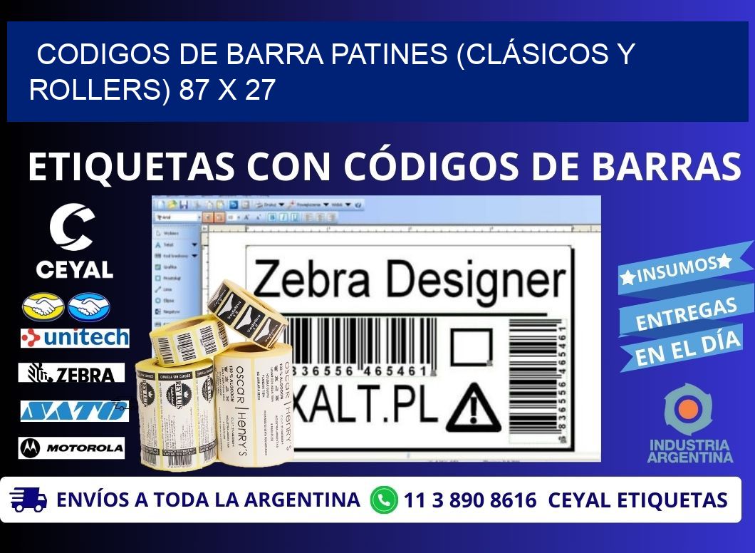 CODIGOS DE BARRA PATINES (CLÁSICOS Y ROLLERS) 87 x 27