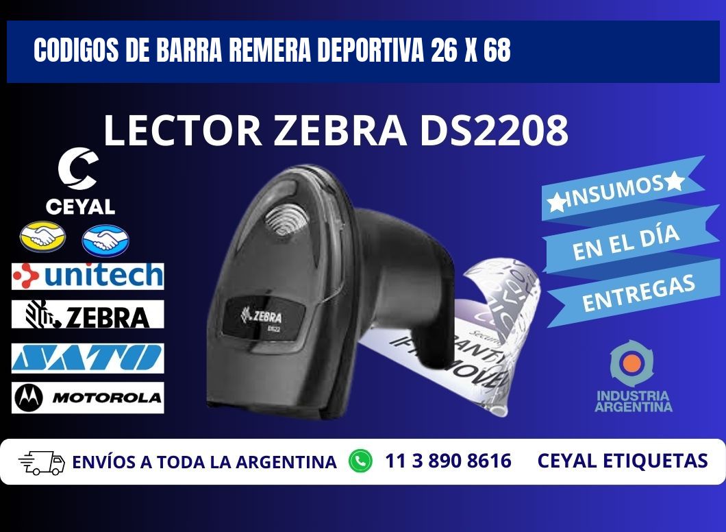 CODIGOS DE BARRA REMERA DEPORTIVA 26 x 68