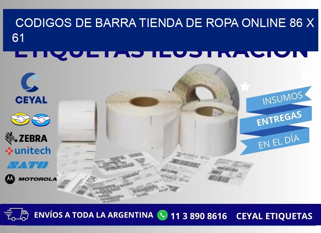 CODIGOS DE BARRA TIENDA DE ROPA ONLINE 86 x 61