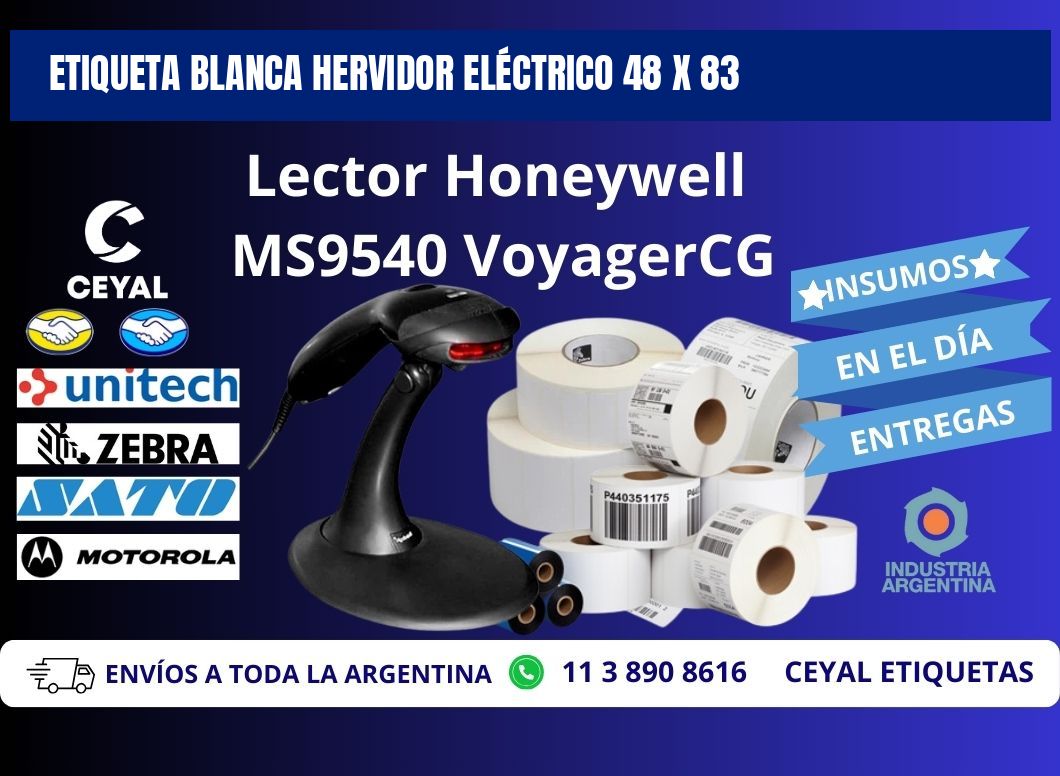 ETIQUETA BLANCA HERVIDOR ELÉCTRICO 48 x 83