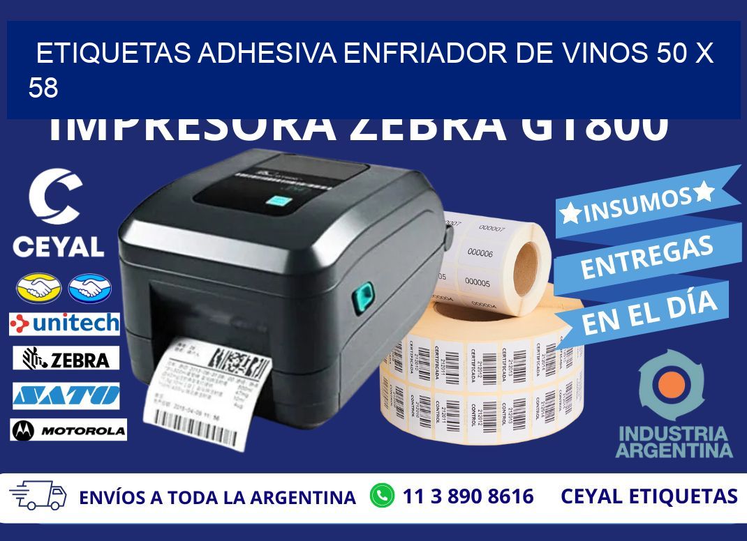 ETIQUETAS ADHESIVA ENFRIADOR DE VINOS 50 x 58