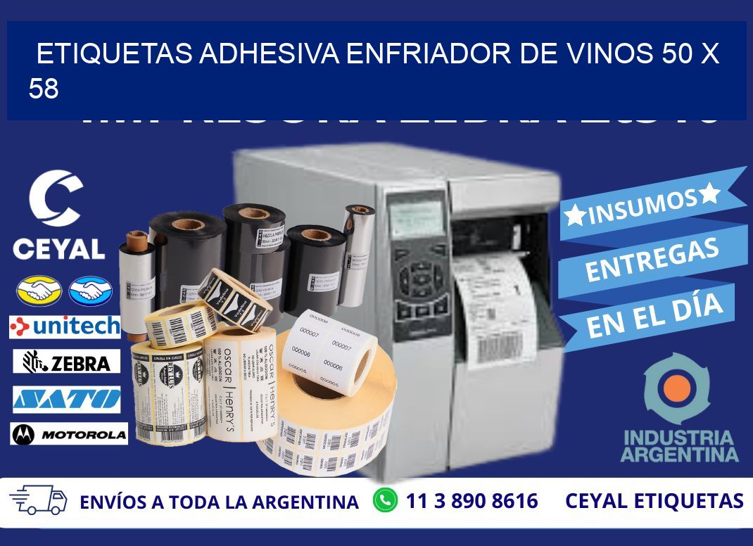 ETIQUETAS ADHESIVA ENFRIADOR DE VINOS 50 x 58