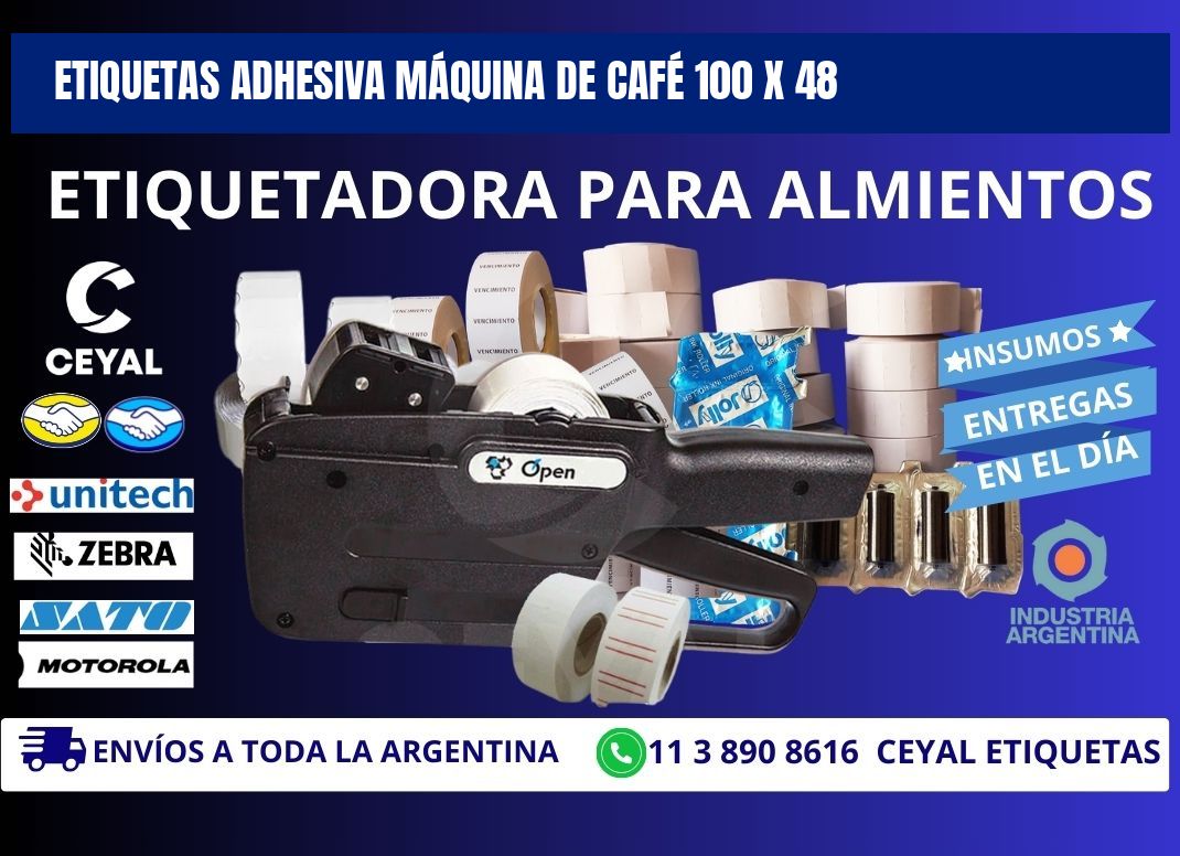 ETIQUETAS ADHESIVA MÁQUINA DE CAFÉ 100 x 48