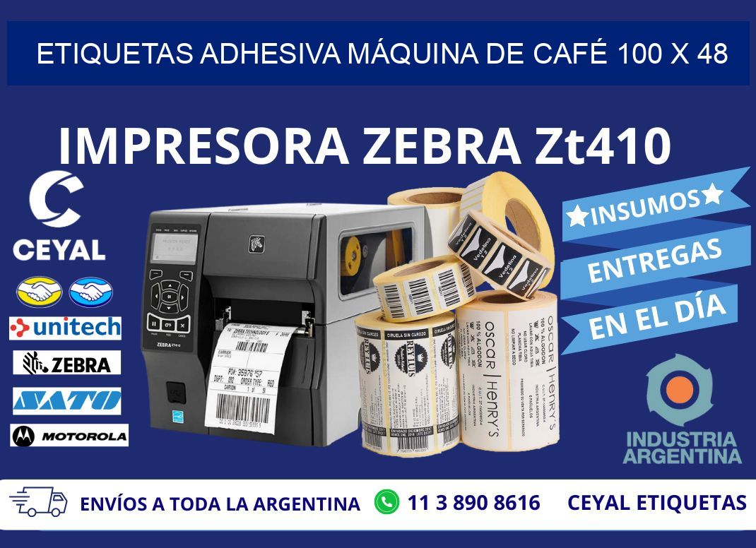 ETIQUETAS ADHESIVA MÁQUINA DE CAFÉ 100 x 48