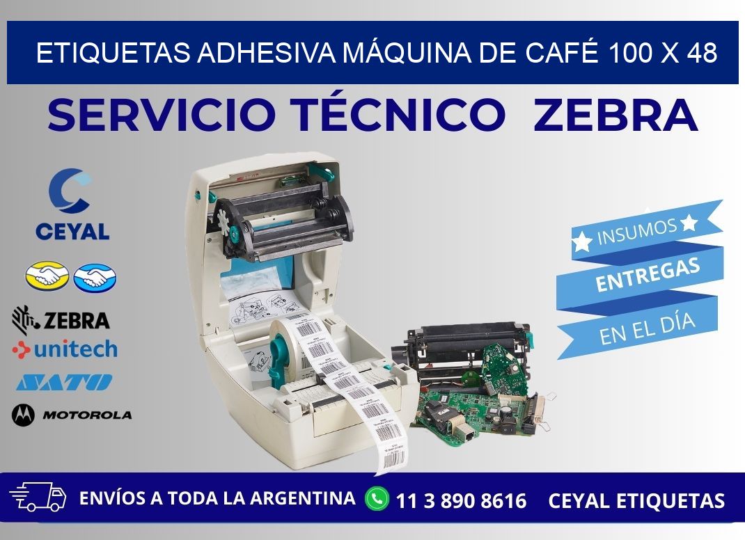 ETIQUETAS ADHESIVA MÁQUINA DE CAFÉ 100 x 48