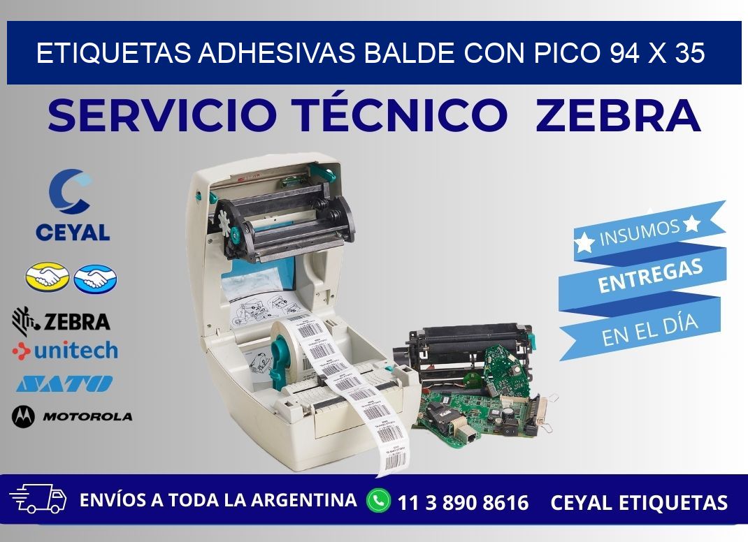 ETIQUETAS ADHESIVAS BALDE CON PICO 94 x 35