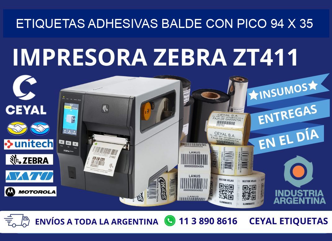 ETIQUETAS ADHESIVAS BALDE CON PICO 94 x 35