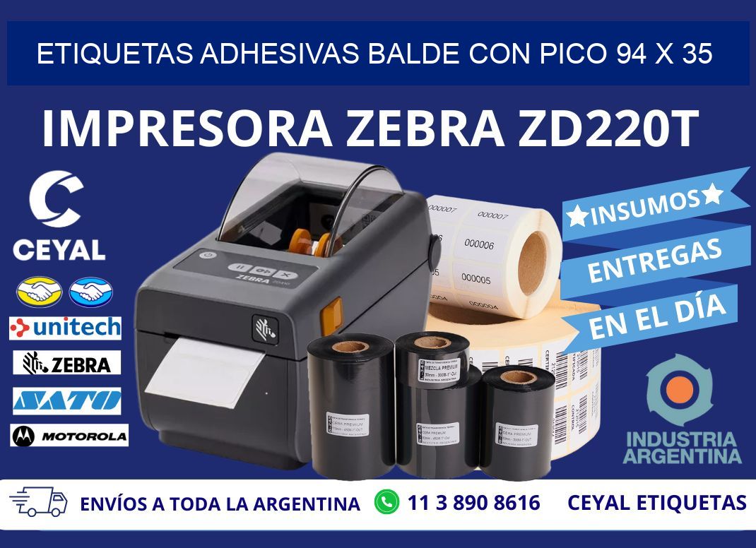 ETIQUETAS ADHESIVAS BALDE CON PICO 94 x 35