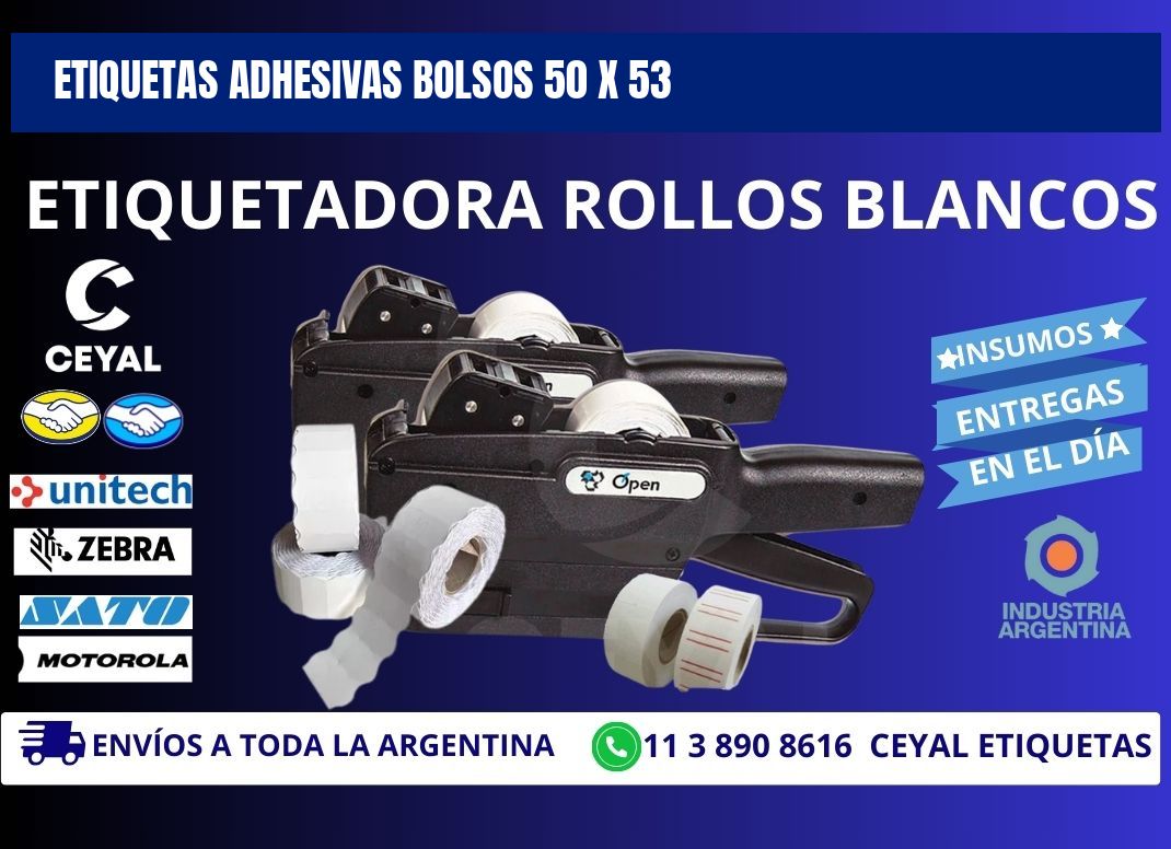 ETIQUETAS ADHESIVAS BOLSOS 50 x 53