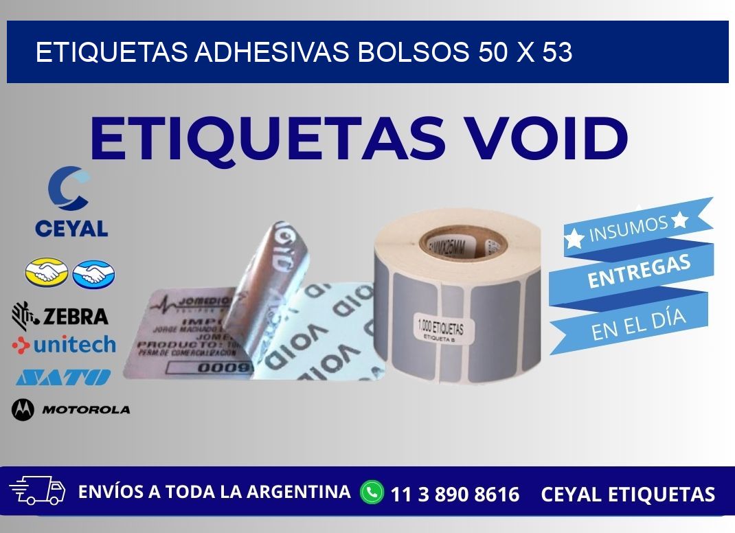 ETIQUETAS ADHESIVAS BOLSOS 50 x 53