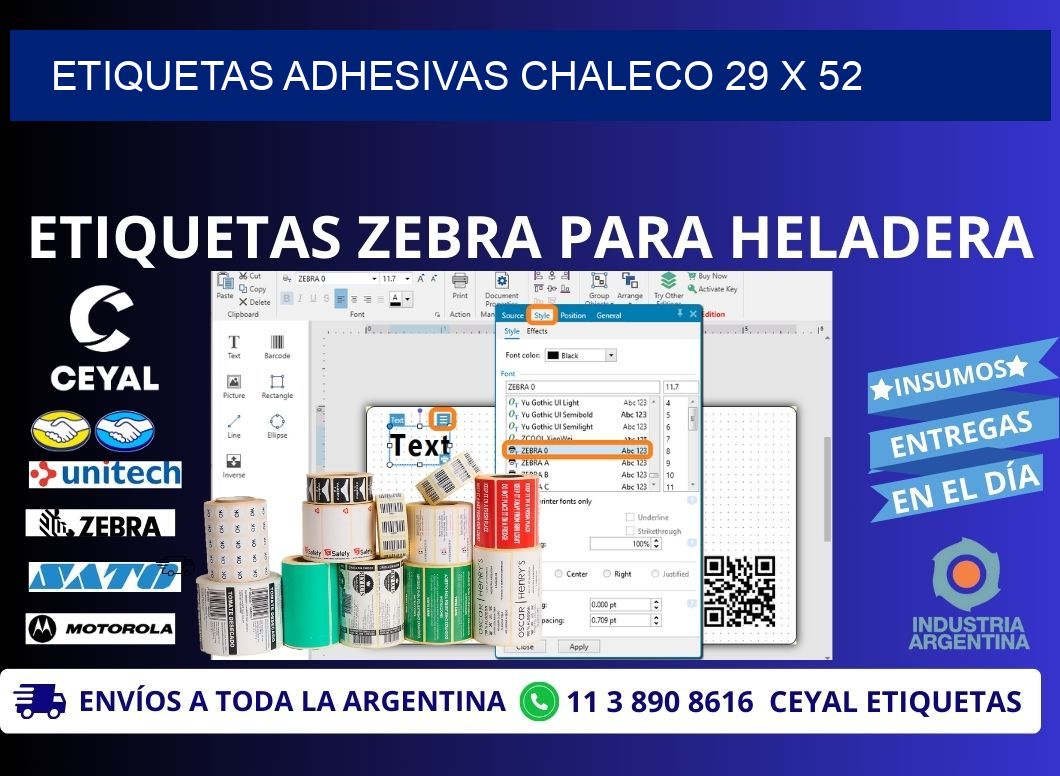 ETIQUETAS ADHESIVAS CHALECO 29 x 52