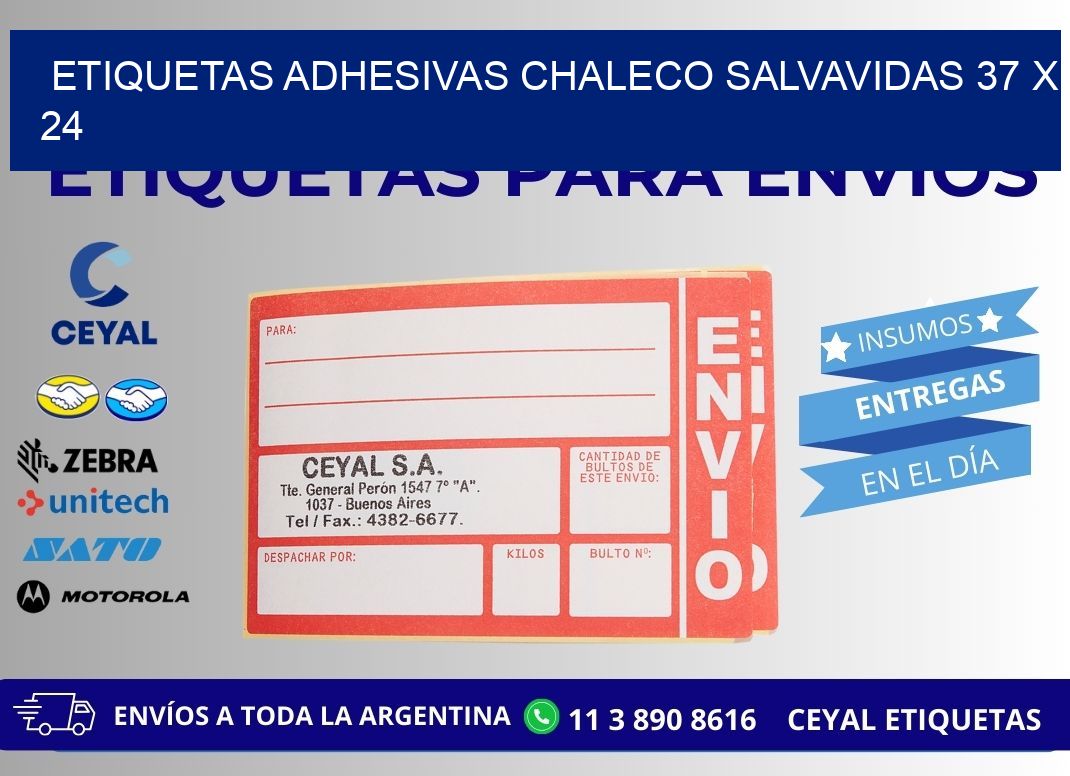 ETIQUETAS ADHESIVAS CHALECO SALVAVIDAS 37 x 24