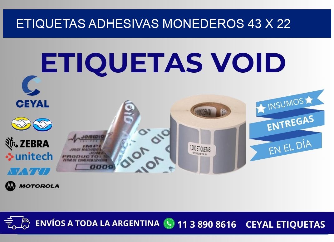 ETIQUETAS ADHESIVAS MONEDEROS 43 x 22