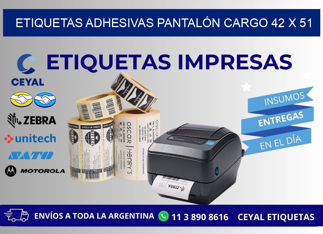 ETIQUETAS ADHESIVAS PANTALÓN CARGO 42 x 51