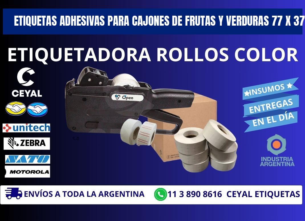 ETIQUETAS ADHESIVAS PARA CAJONES DE FRUTAS Y VERDURAS 77 x 37