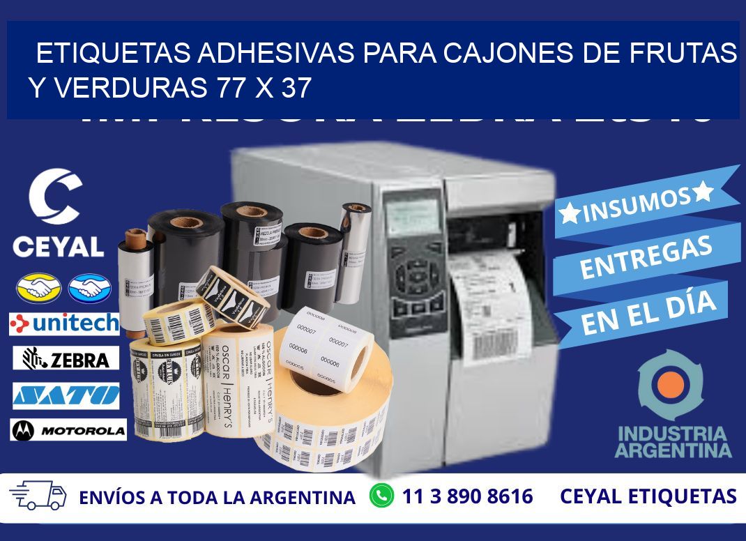 ETIQUETAS ADHESIVAS PARA CAJONES DE FRUTAS Y VERDURAS 77 x 37