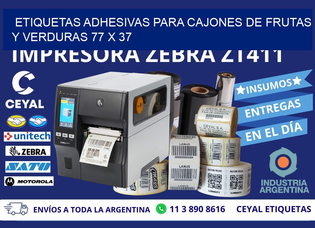 ETIQUETAS ADHESIVAS PARA CAJONES DE FRUTAS Y VERDURAS 77 x 37