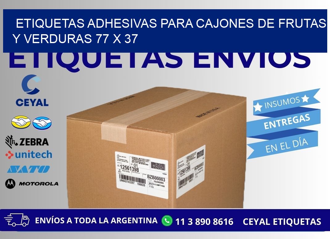 ETIQUETAS ADHESIVAS PARA CAJONES DE FRUTAS Y VERDURAS 77 x 37