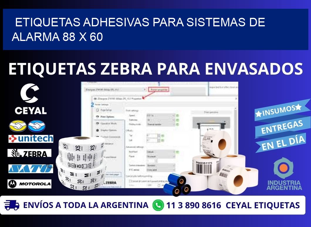 ETIQUETAS ADHESIVAS PARA SISTEMAS DE ALARMA 88 x 60