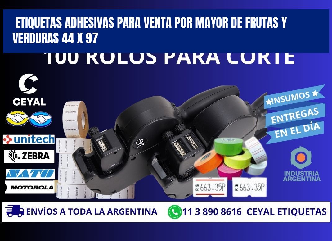 ETIQUETAS ADHESIVAS PARA VENTA POR MAYOR DE FRUTAS Y VERDURAS 44 x 97