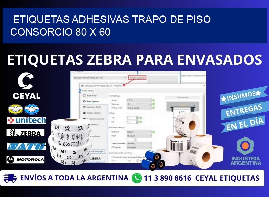 ETIQUETAS ADHESIVAS TRAPO DE PISO CONSORCIO 80 x 60